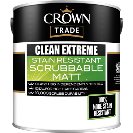 Crown Trade Clean Extreme Scrubbable Matt Paint - Buy Paint Online