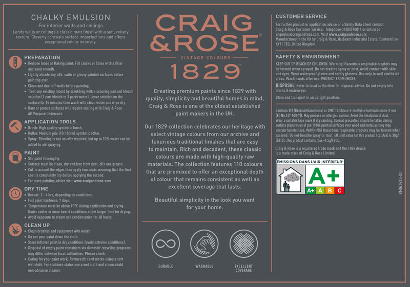 Craig & Rose 1829 Chalky Emulsion (2.5L)