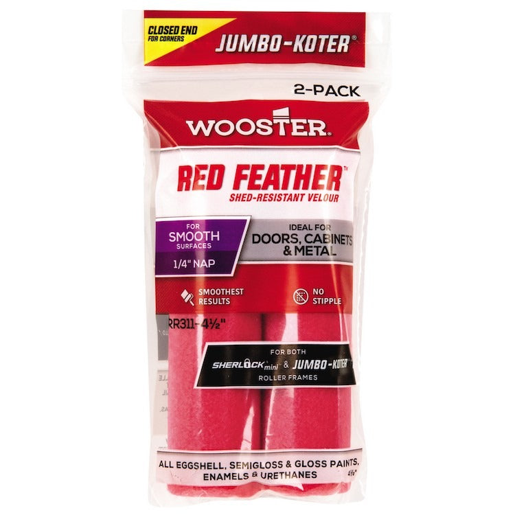 Wooster Jumbo Koter Red Feather 4.5" Mini Rollers Twin Pack